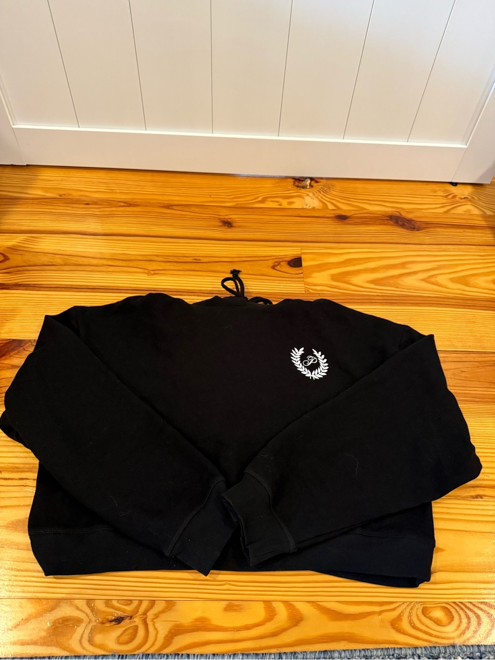 PINK Victoria's Secret Black Crewneck Sweater with Laurel Crest